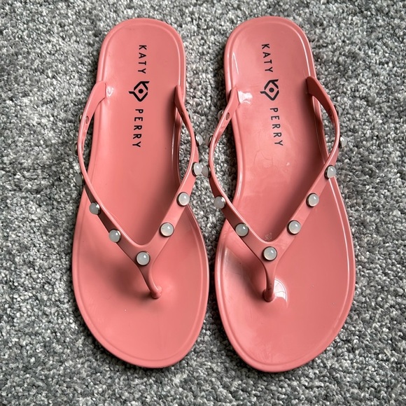 KATY PERRY THE GELI GEM SILVER flip flops 8 - Picture 1 of 3